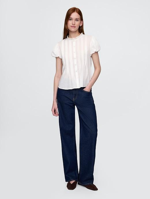 Bubble-Sleeve Pintuck Top Product Image