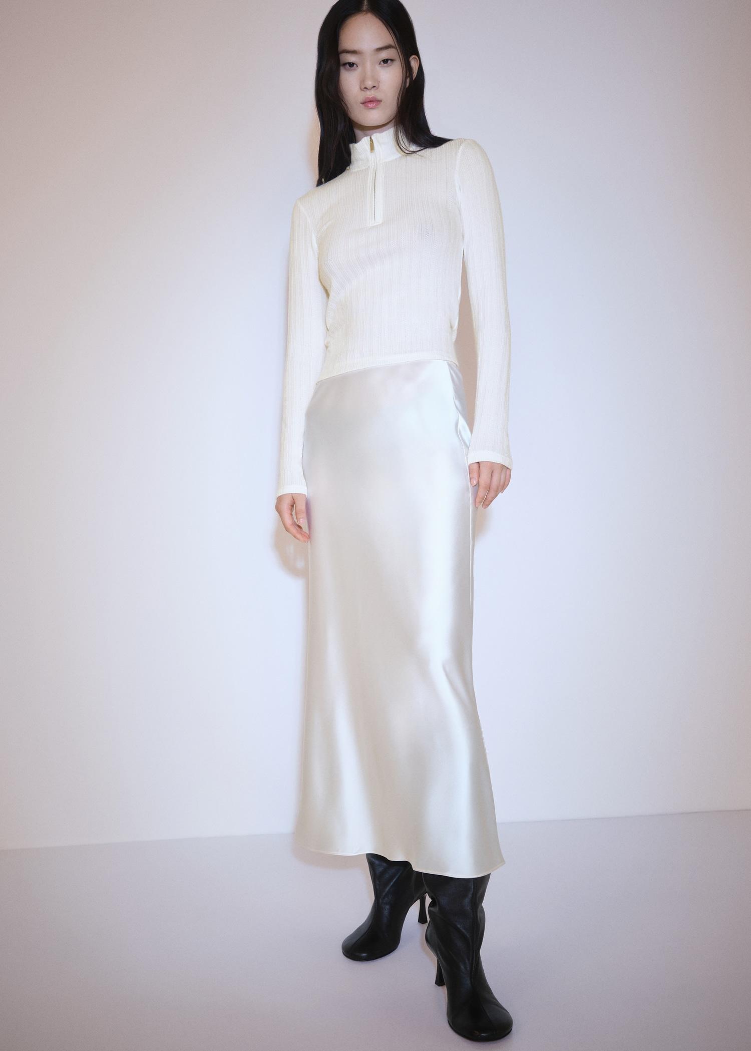 Zip knit sweater - Women | MANGO USA Product Image