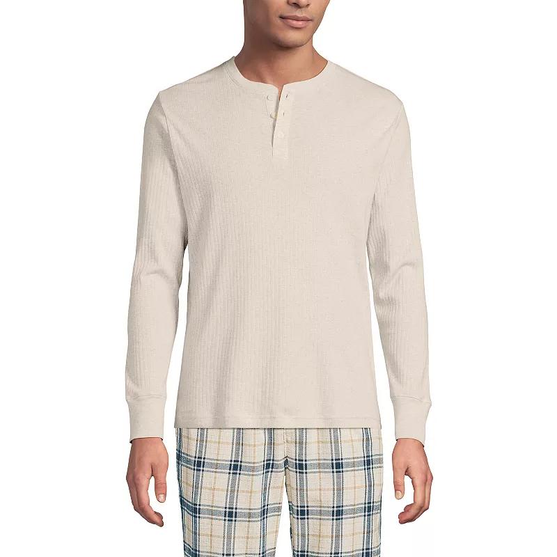 Men's Lands' End Ribbed Pajama Sleep Henley,  Product Image