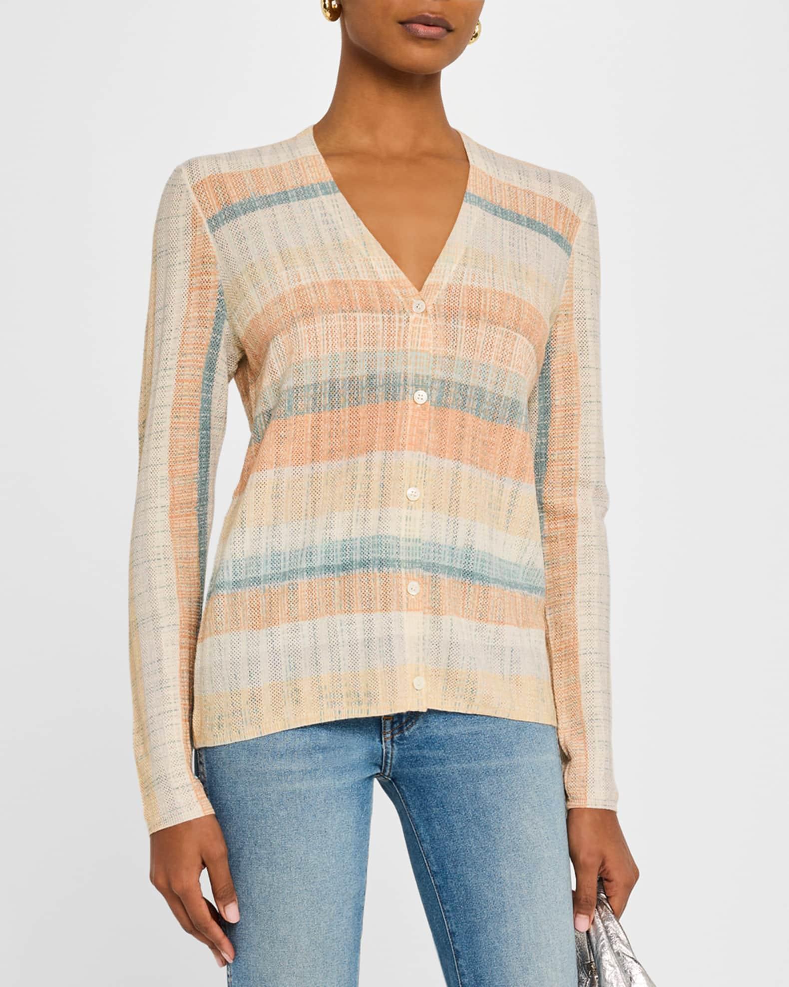 Superfine Cashmere Striped Cardigan Product Image
