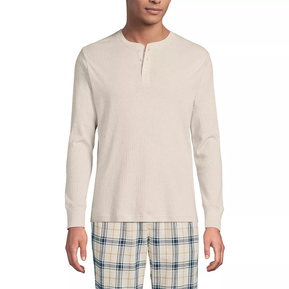 Men's Lands' End Ribbed Pajama Sleep Henley,  Product Image