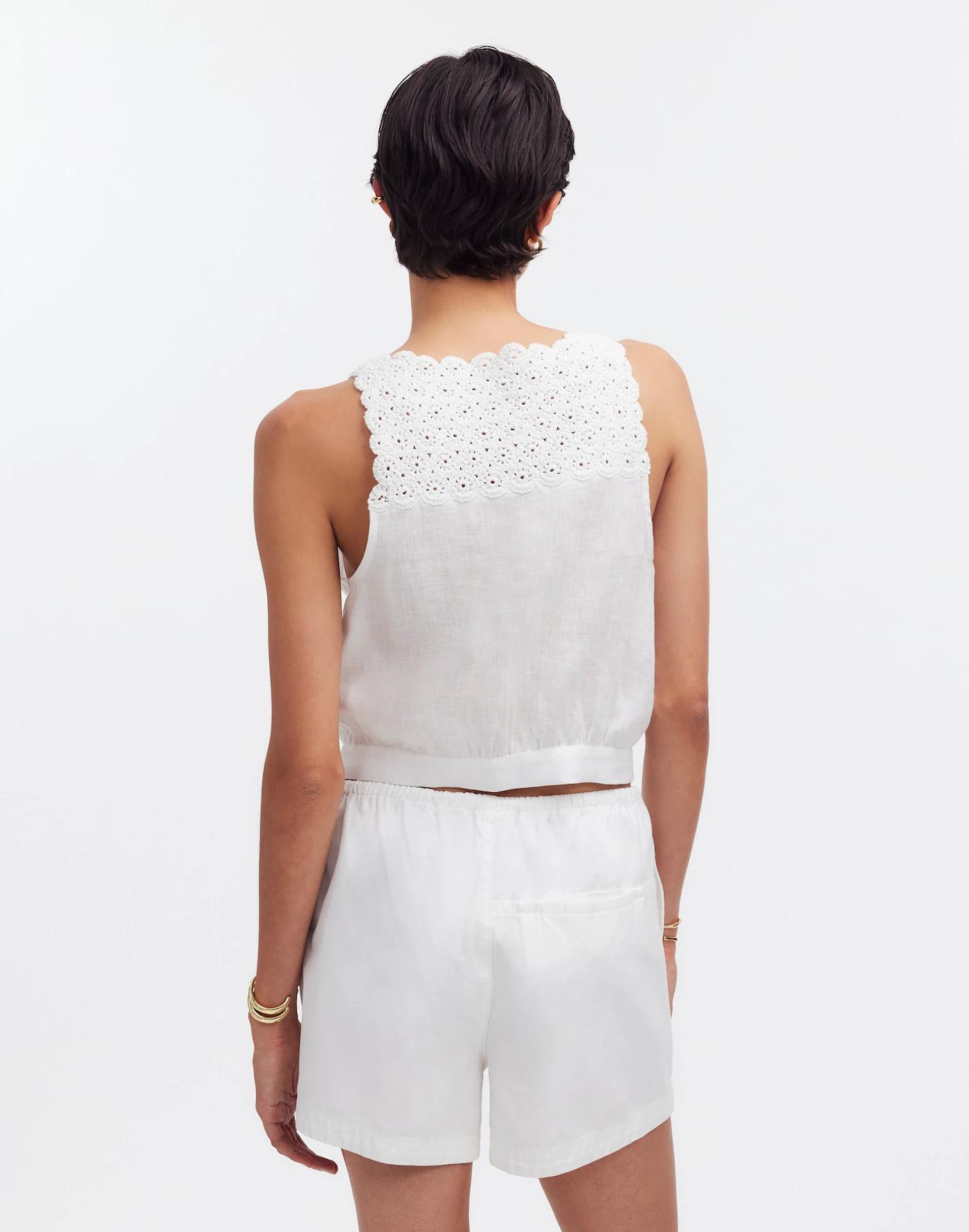 Embroidered V-Neck Bubble Top Product Image