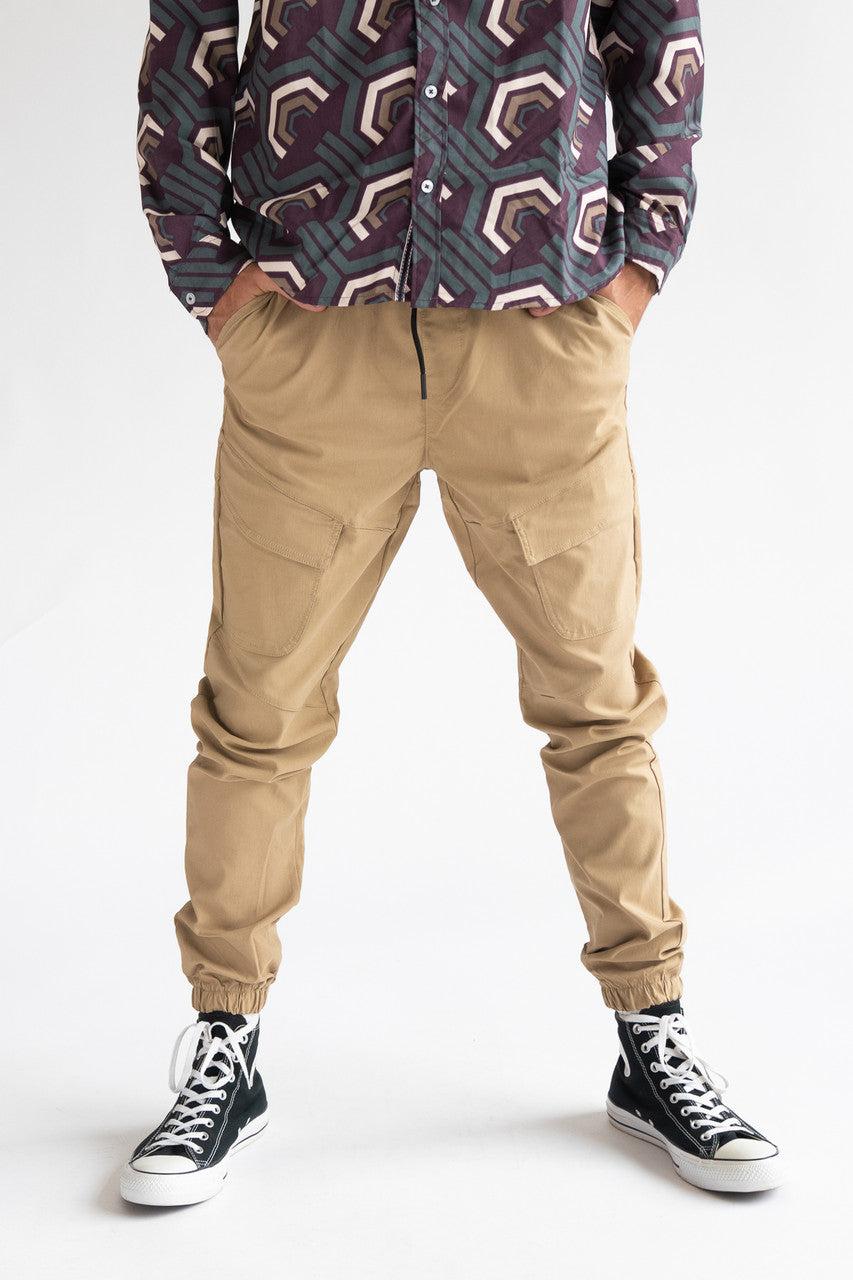 Khaki Twill Cargo Joggers Product Image