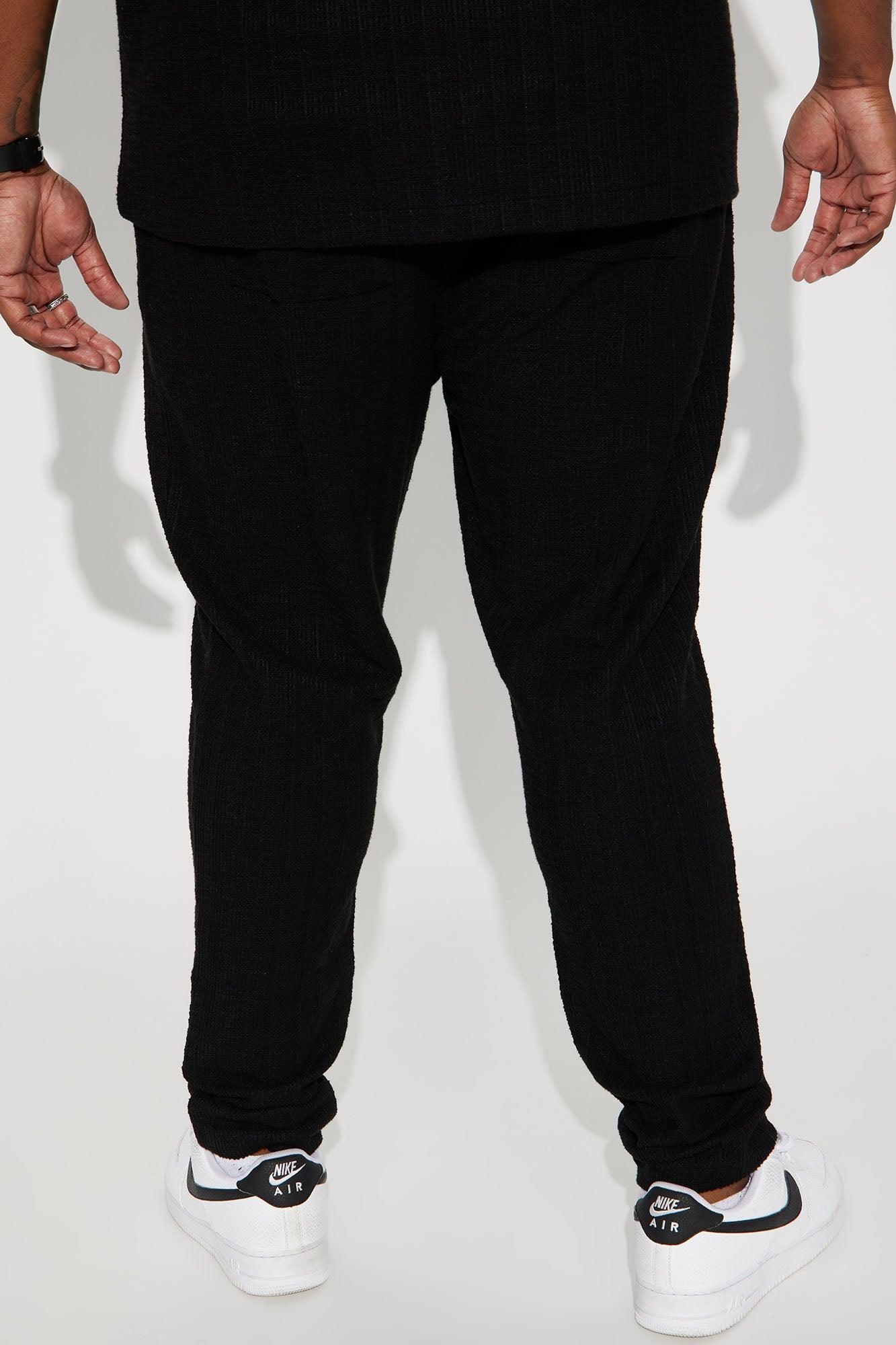 Dean Textured Slim Pants - Black Product Image