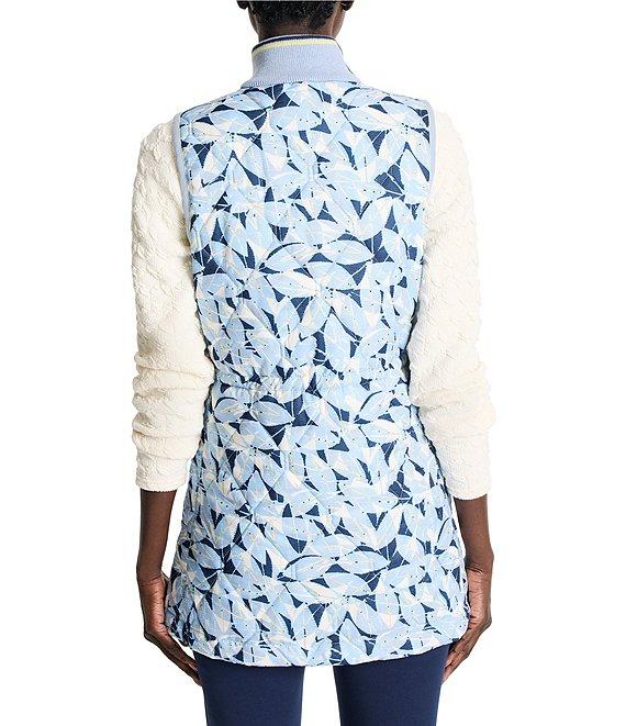 NIC + ZOE Woven Winter Floral Print Stand Collar Sleeves Reversible Vest Product Image