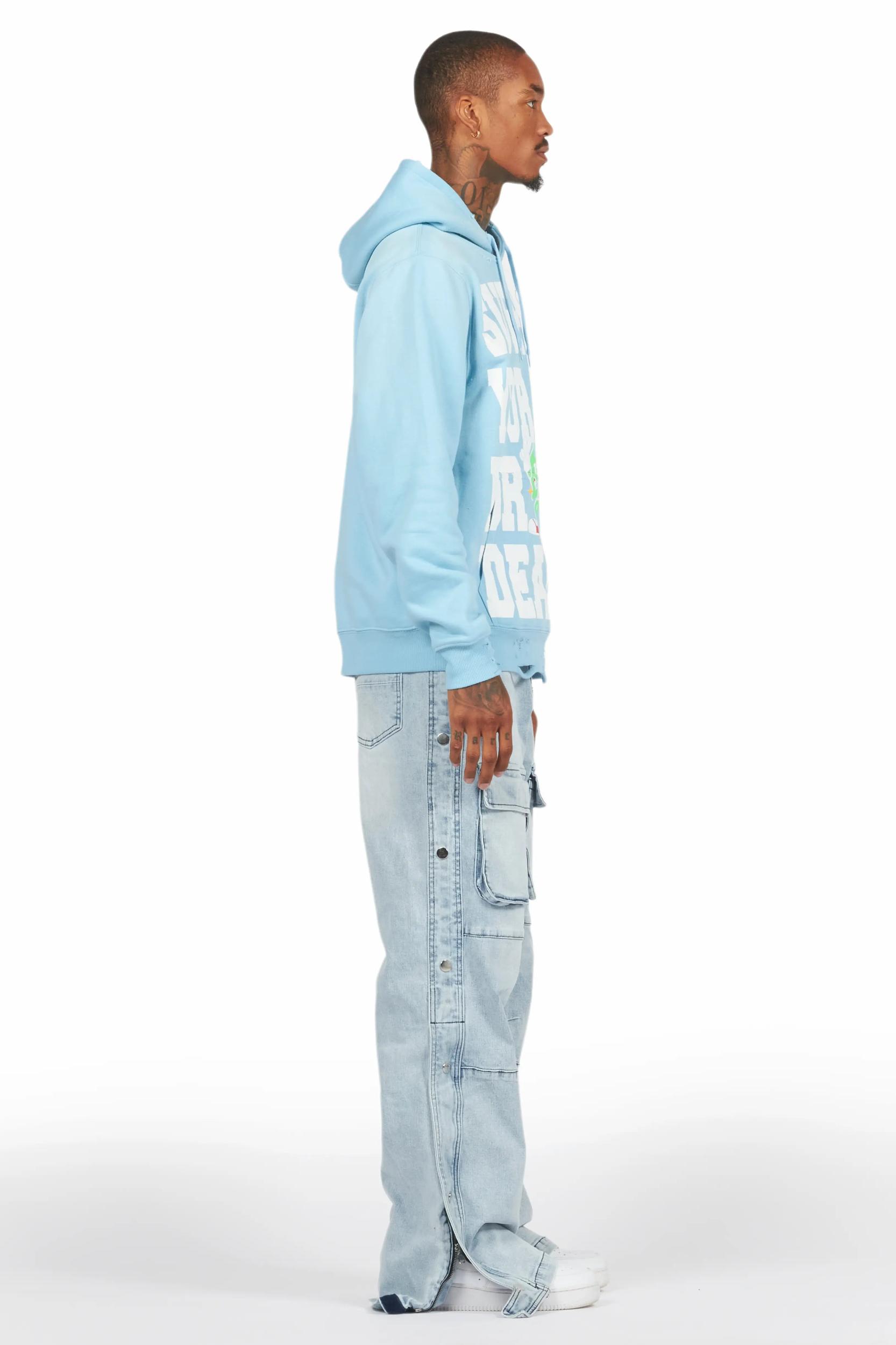 Yuri Blue Stacked Cargo Flare Jean Male Product Image