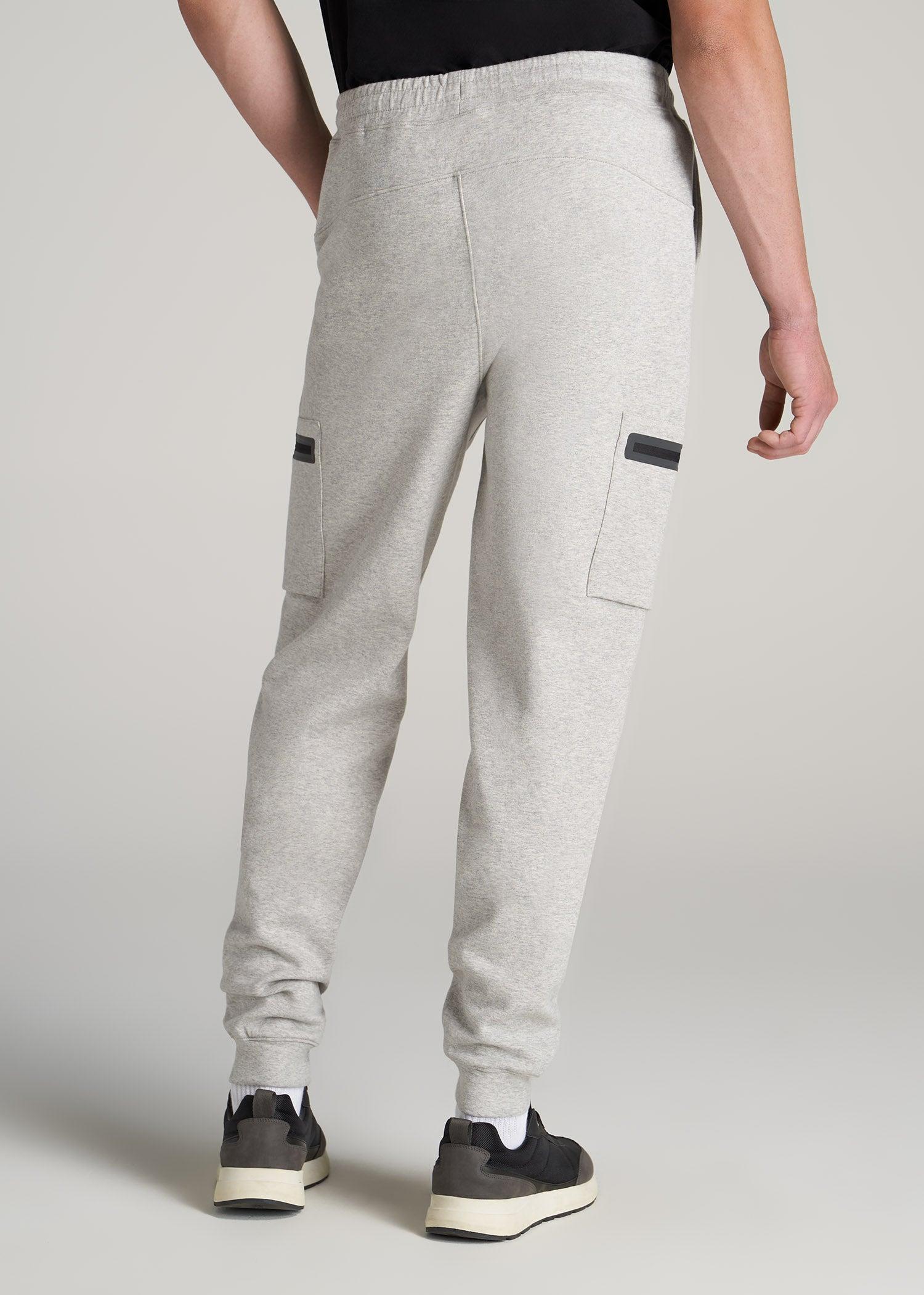 Tech Motion Fleece Cargo Joggers for Tall Men in Grey Mix Male Product Image