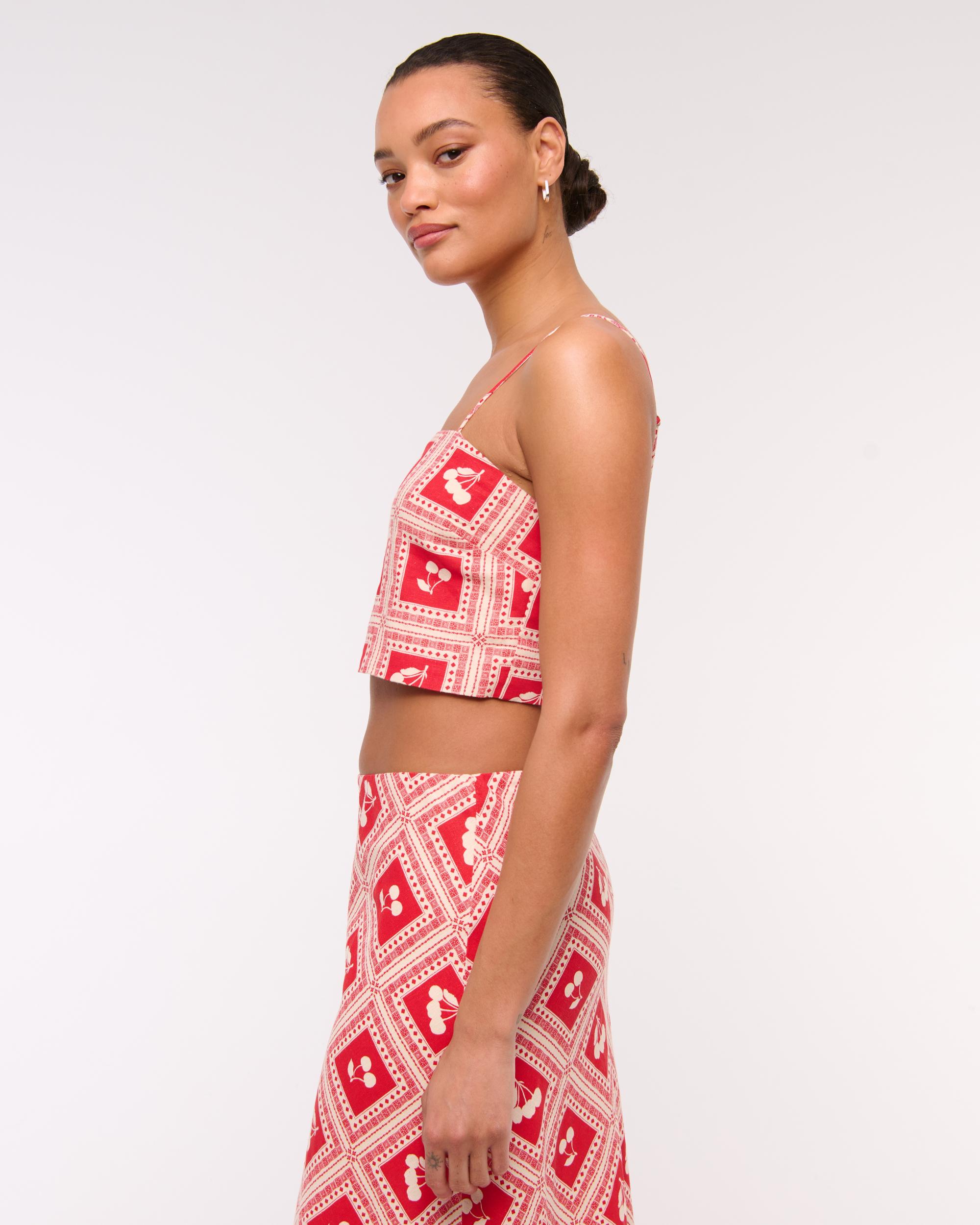 Cropped Linen-Blend Cami Product Image