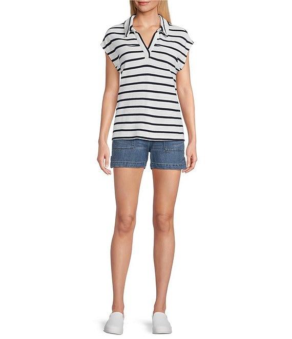 Westbound Cap Sleeve Polo Top Product Image