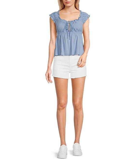 Moa Moa Sleeveless Solid Shirred Babydoll Top Product Image