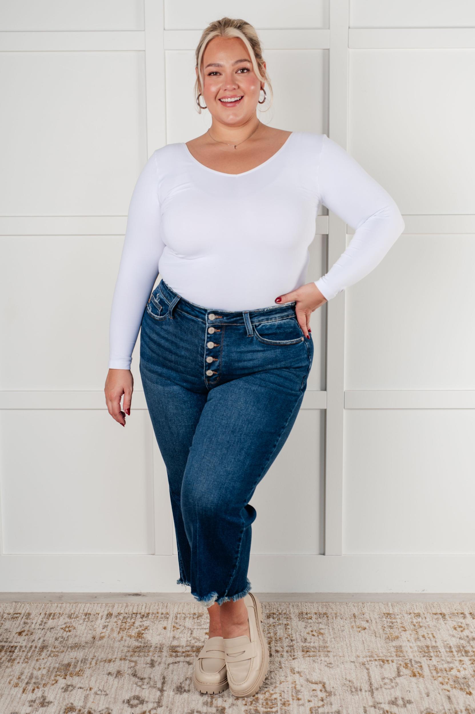 Janice High Rise Button Fly Wide Leg Crop Jeans (Online Exclusive) Product Image