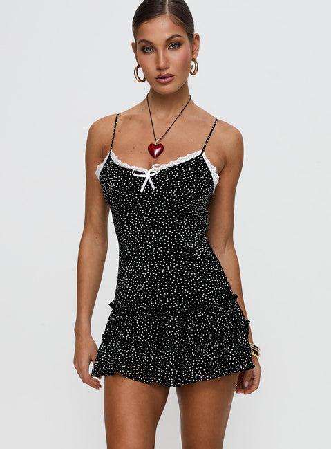 Yves Mini Dress Onyx Polka Product Image