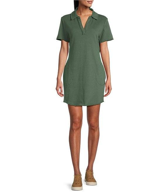 Tommy Bahama Marina Del Mar Solid Fleece Point Collar Short Sleeve Shirt Dress Product Image