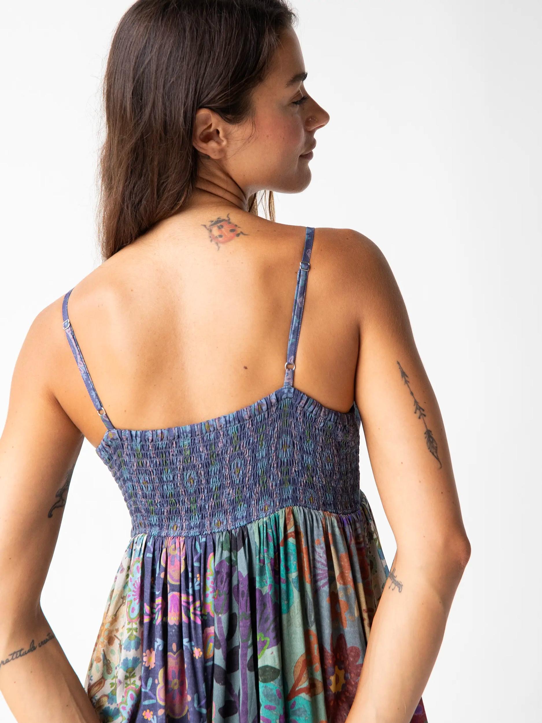 Bailey Maxi Dress - Blue Patchwork Product Image