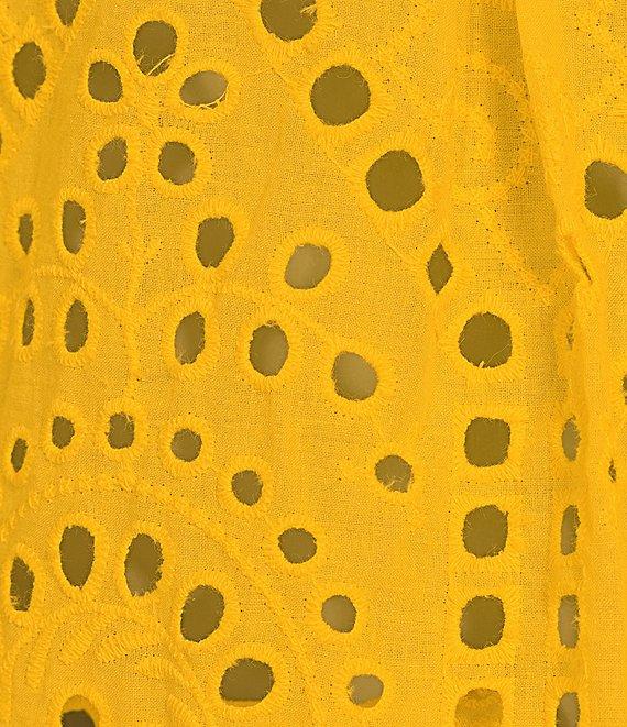 Skies Are Blue Coordinating Eyelet Point Collar Neck Short Sleeve Blouse Product Image