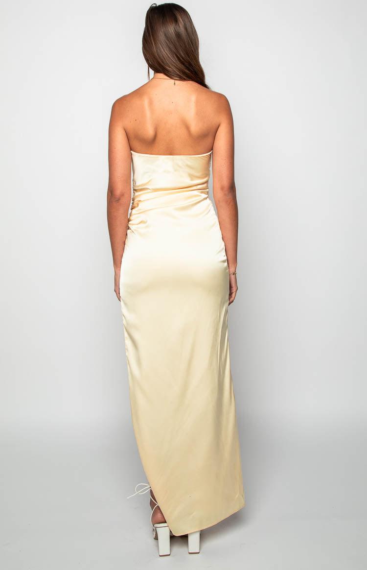Kyla Yellow Satin Maxi Dress Product Image