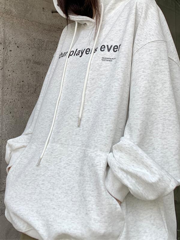 Simple Letter Print Oversized Hoodie Product Image