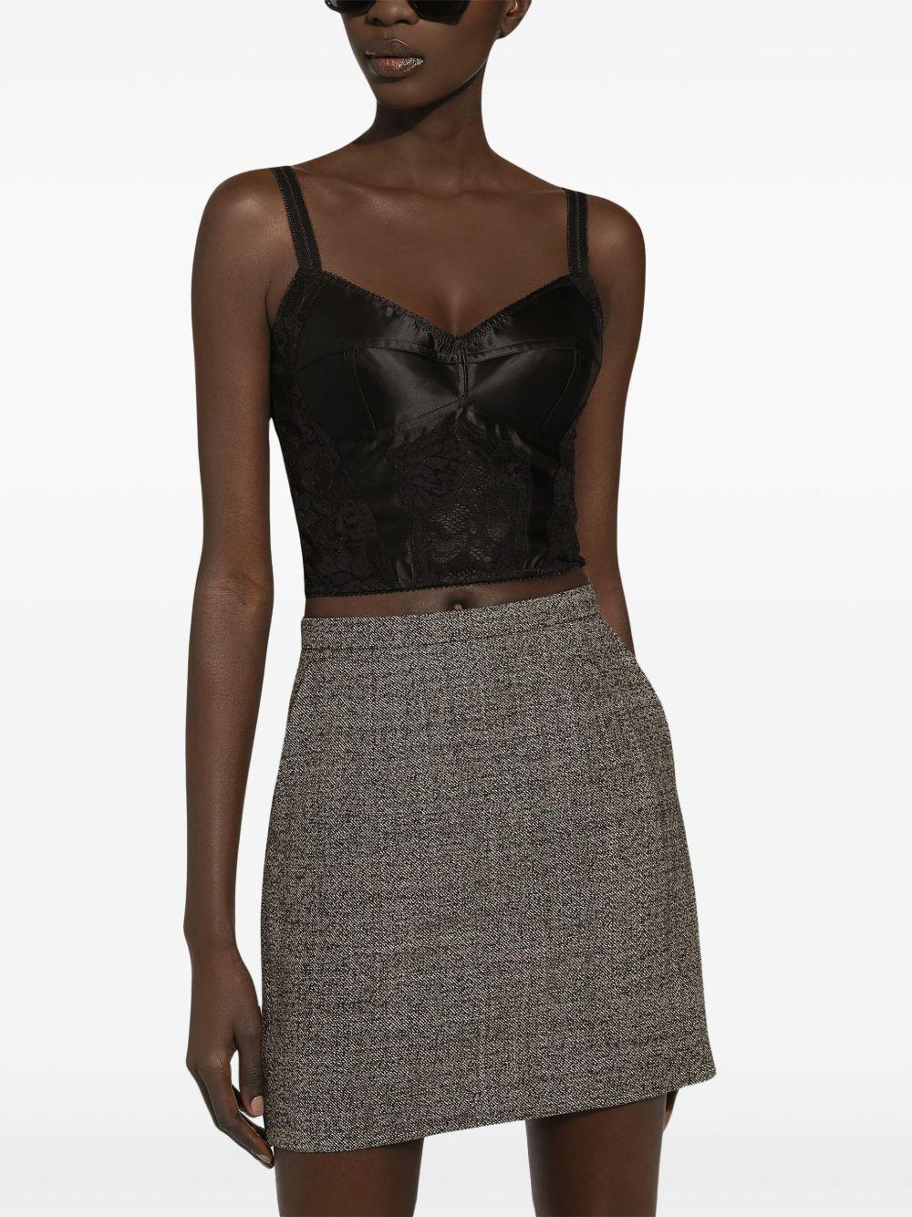 DOLCE & GABBANA Jacquard And Lace Sheath Corsetry Bustier In Black Product Image