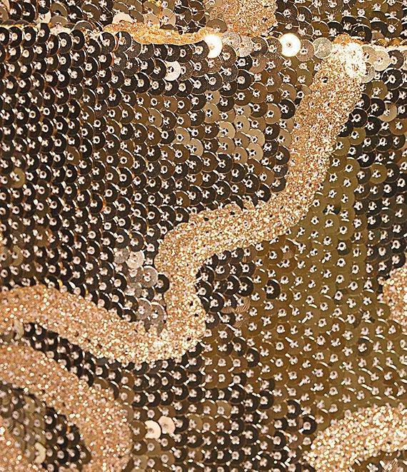 City Vibe Bow Sequin Pattern Lace Up Back Side Slit Dress Product Image