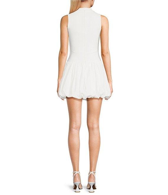 TCEC Sleeveless Knit-To-Woven Bubble Hem Fit-And-Flare Dress Product Image