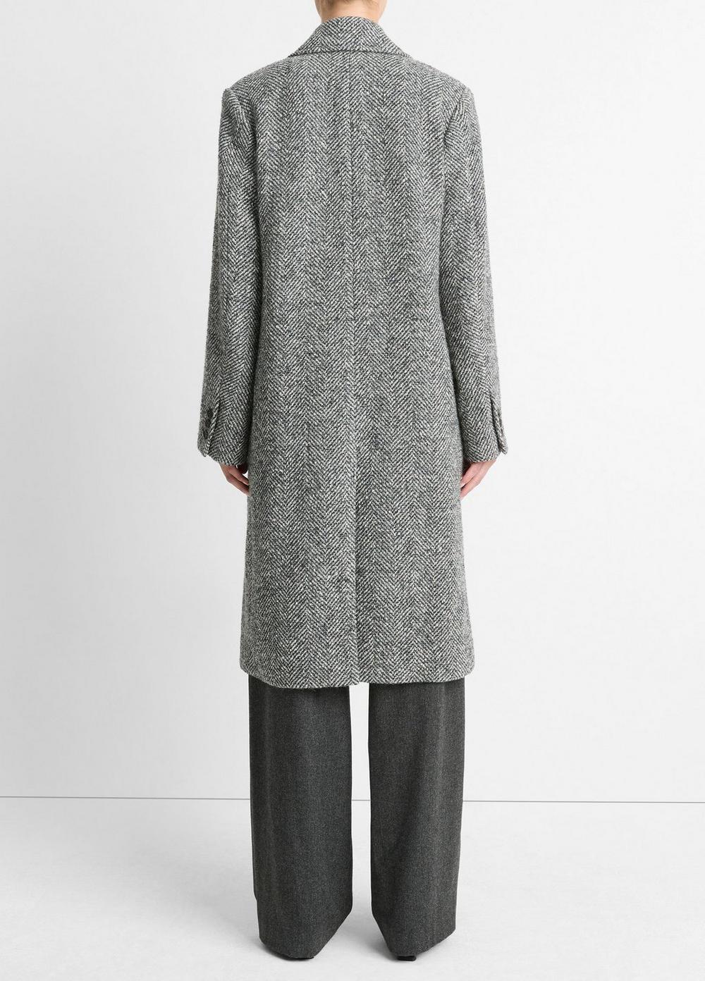 Italian Herringbone Wool-Blend Double-Breasted Coat Product Image