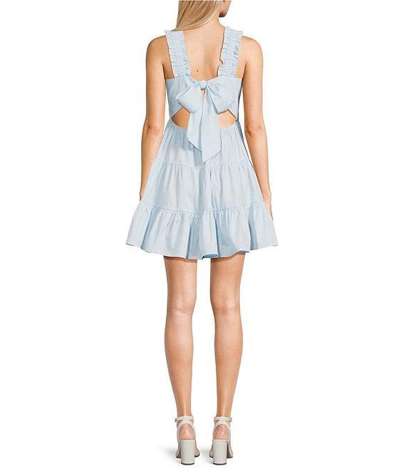 Dee Elly Floral Print Square Neck Short Puff Sleeve Dress Product Image