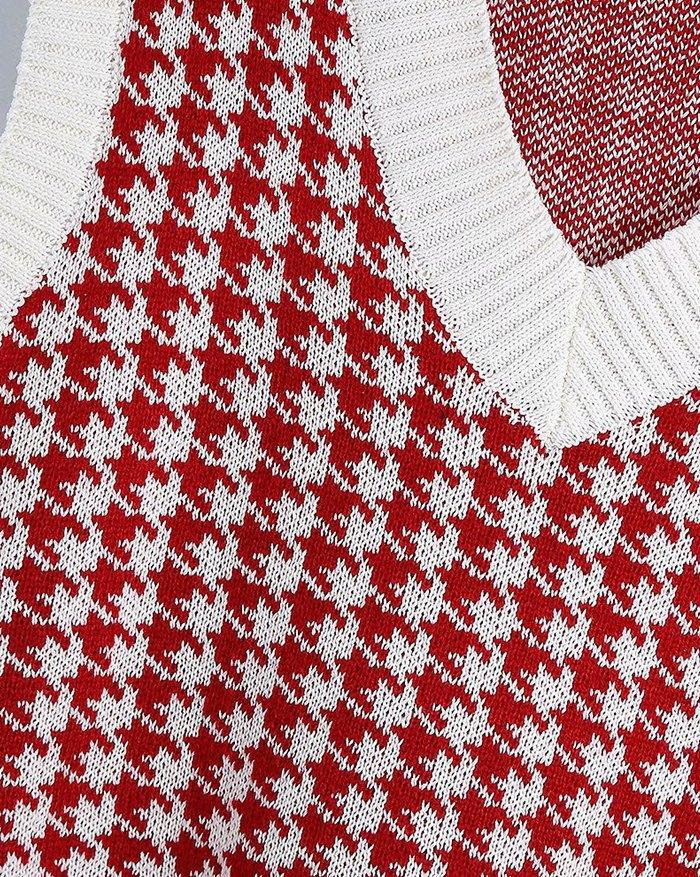 V Neck Houndstooth Sweater Vest Product Image