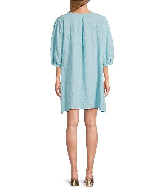 Bryn Walker Lucien Floral Cotton Jacquard Round Neck 3/4 Sleeve Balloon Dress Product Image