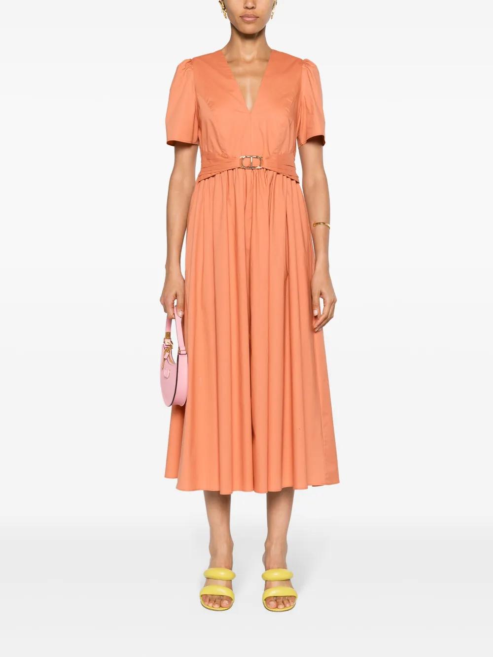 belted poplin midi dress Product Image
