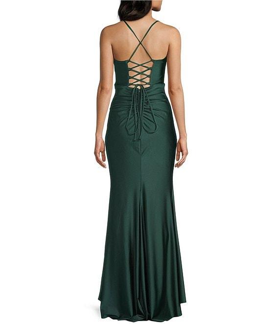 B. Darlin Spaghetti Strap Corset Side Shirred Long Dress Product Image