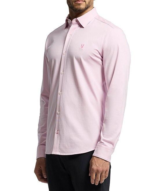 Psycho Bunny Jackson Classic Fit Stretch Knit Spread Collar Solid Dress Shirt Product Image