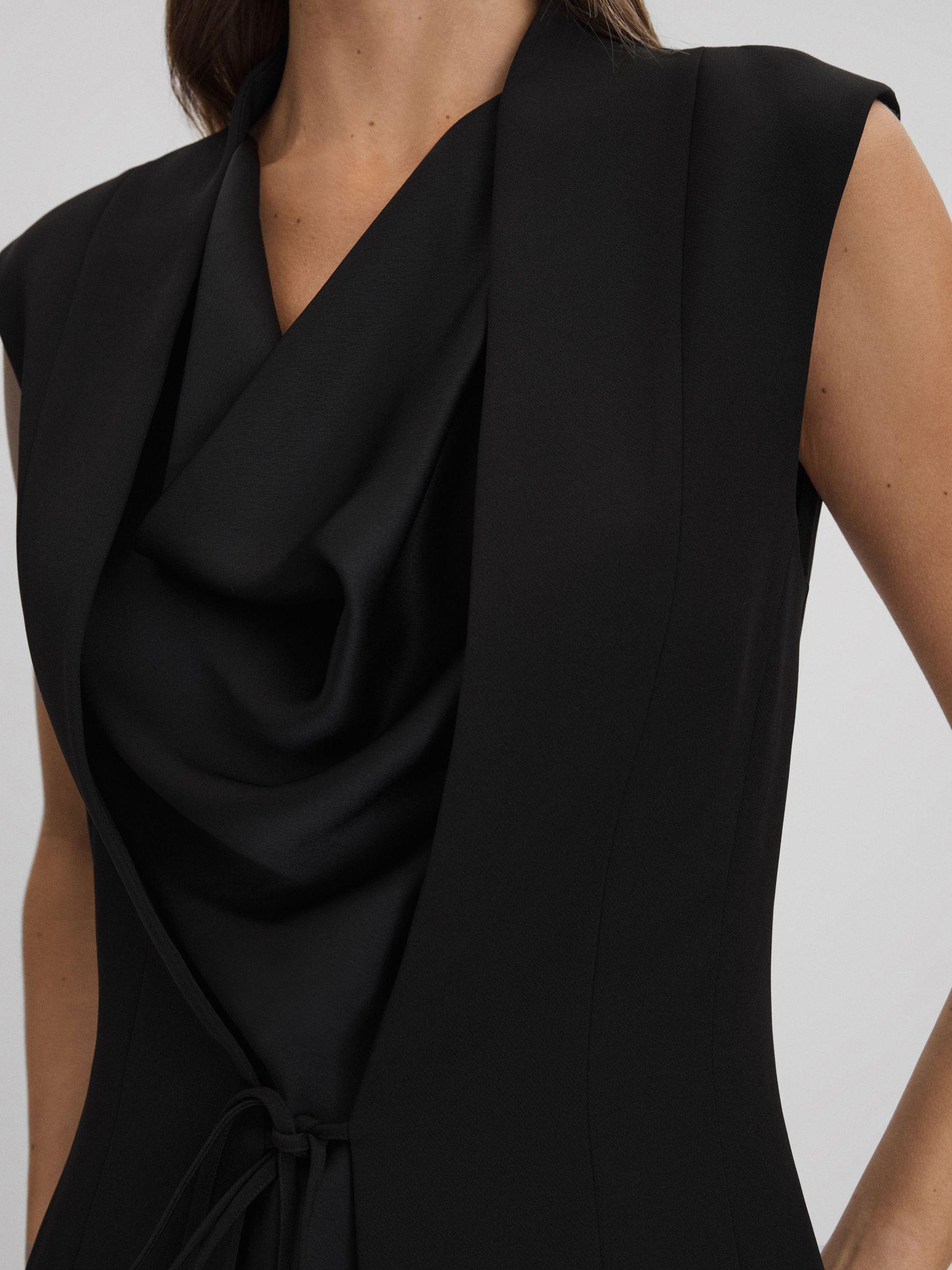 Halston Cowl Neck Wrap Midi Dress in Black Product Image
