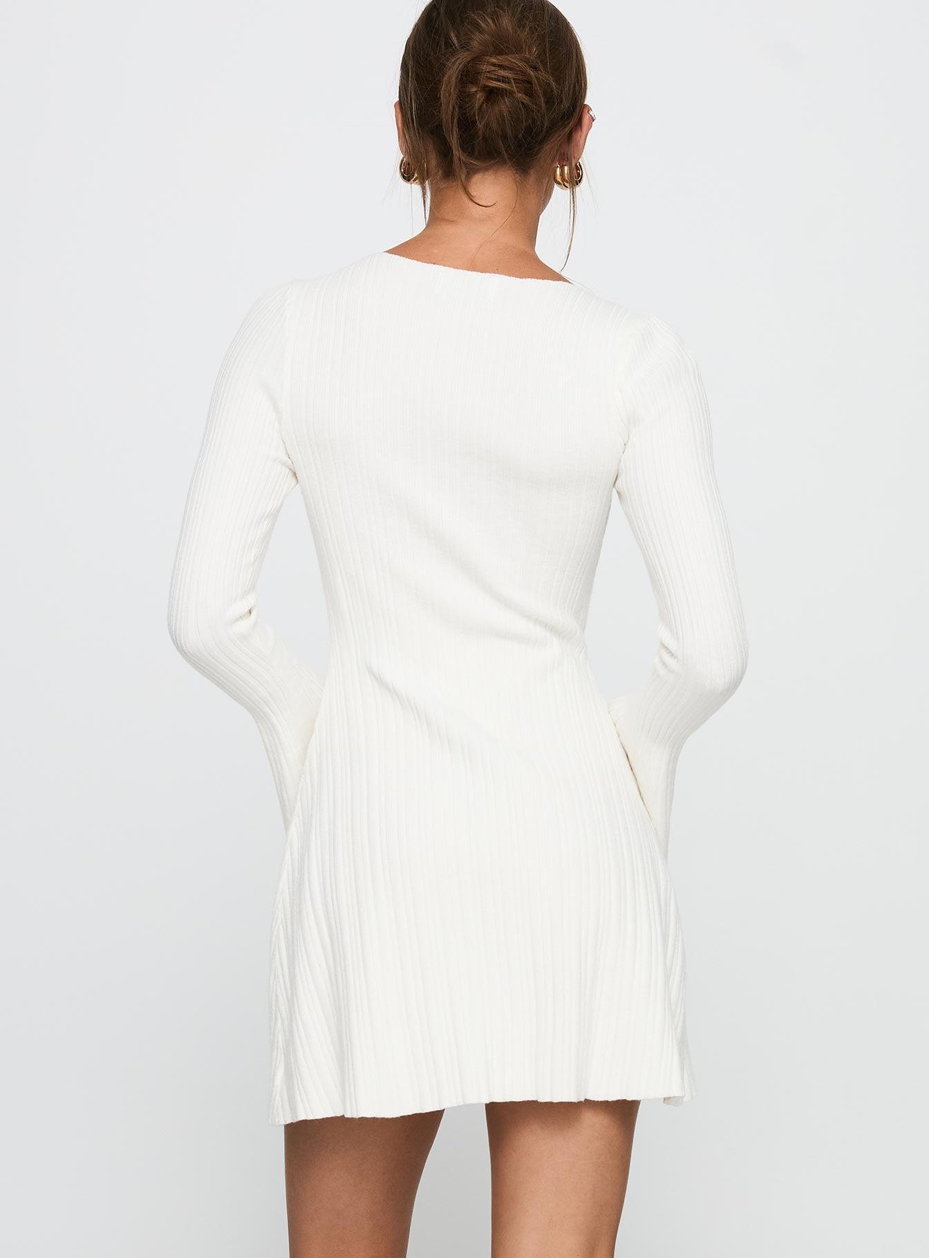 Terraces Long Sleeve Mini Dress White Product Image