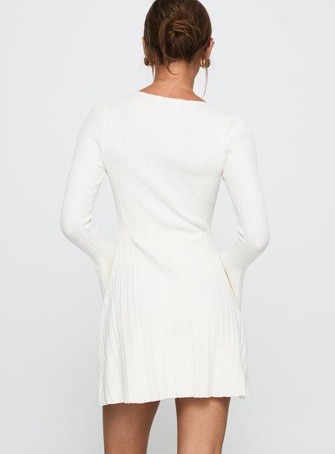 Terraces Long Sleeve Mini Dress White Product Image