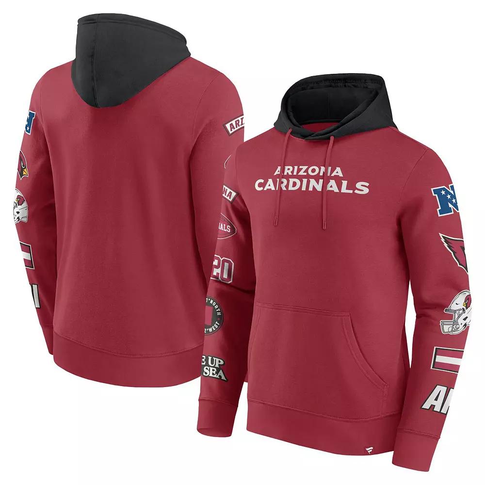 Men's Fanatics  Cardinal/Black Arizona Cardinals Patched Out Pullover Hoodie, Size: 3XL, Red Product Image