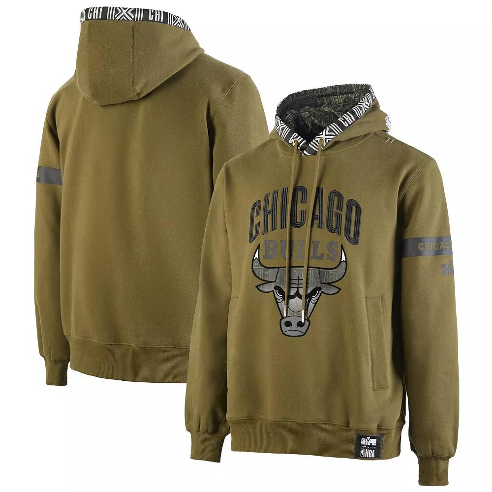 Mens NBA x Two Hype Olive Chicago Bulls Culture & Hoops Collection Premium Pullover Hoodie Product Image