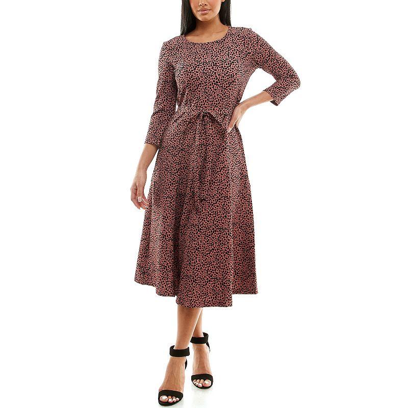 Women's Nina Leonard Sylvia Print Midi Dress,  Product Image