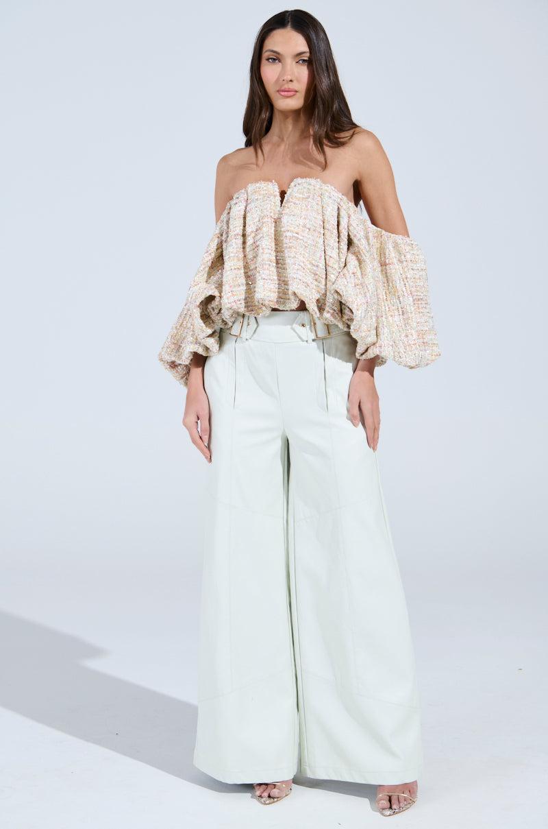 THE PRETTIEST FLOWER TWEED OFF-SHOULDER TOP Product Image