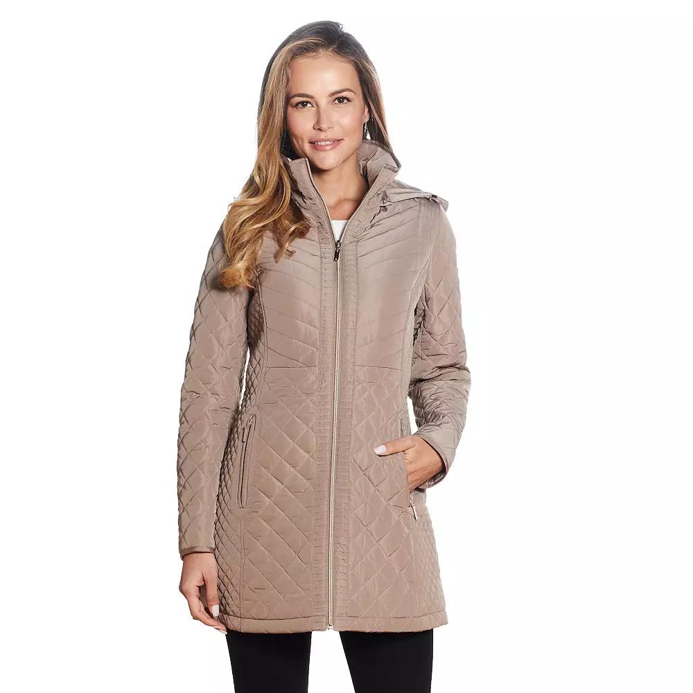 Women's Gallery Faux-Fur Hood Quilted Jacket, Size: Small, Brown Product Image