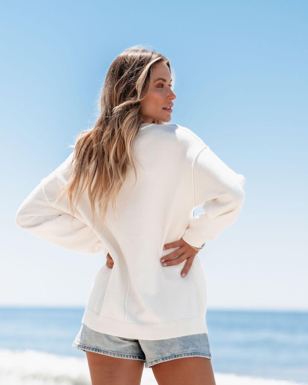 Ivory American Flag Pullover Sweater Product Image