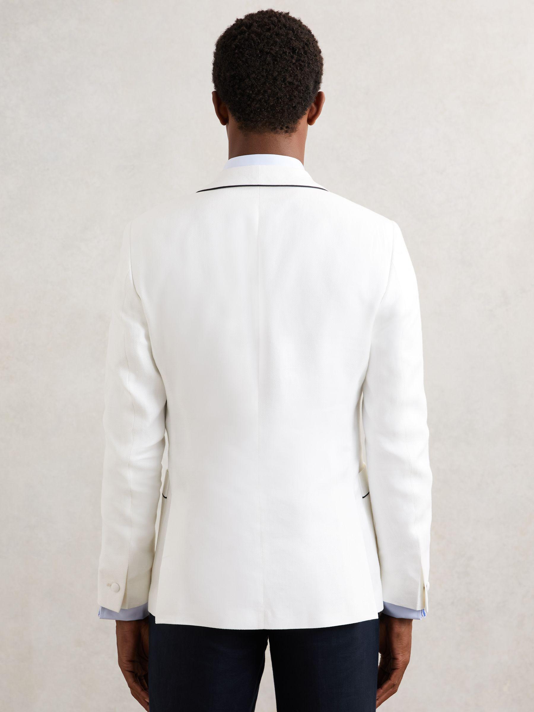 Single-Breasted Blazer with Linen in Ivory White Product Image