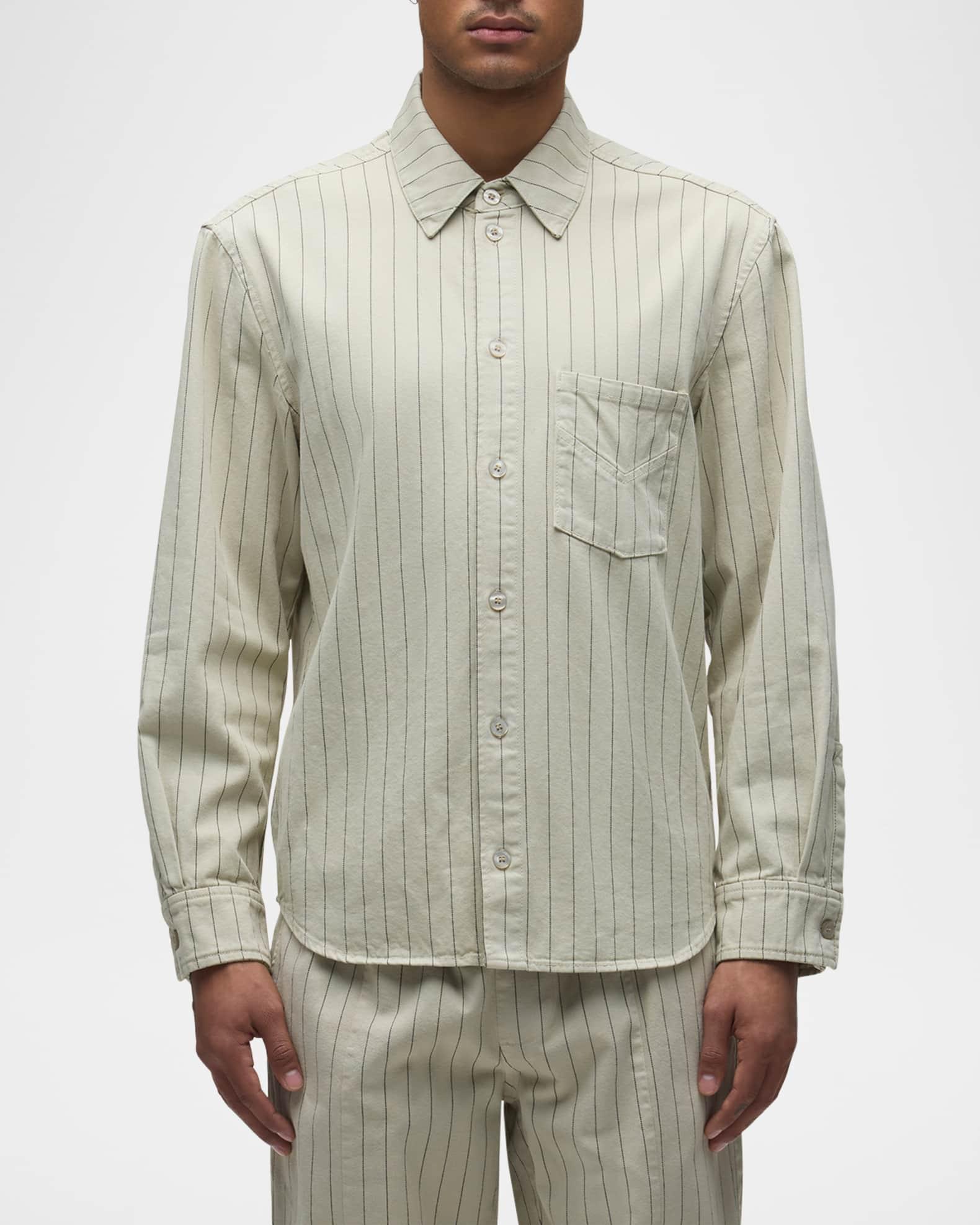 Men's Stripe Long Sleeve Shirt Product Image