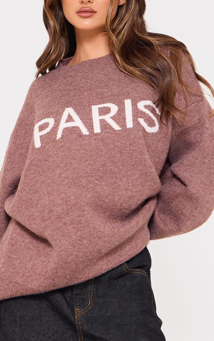 Mocha Paris Jacquard Knitted Sweater Product Image