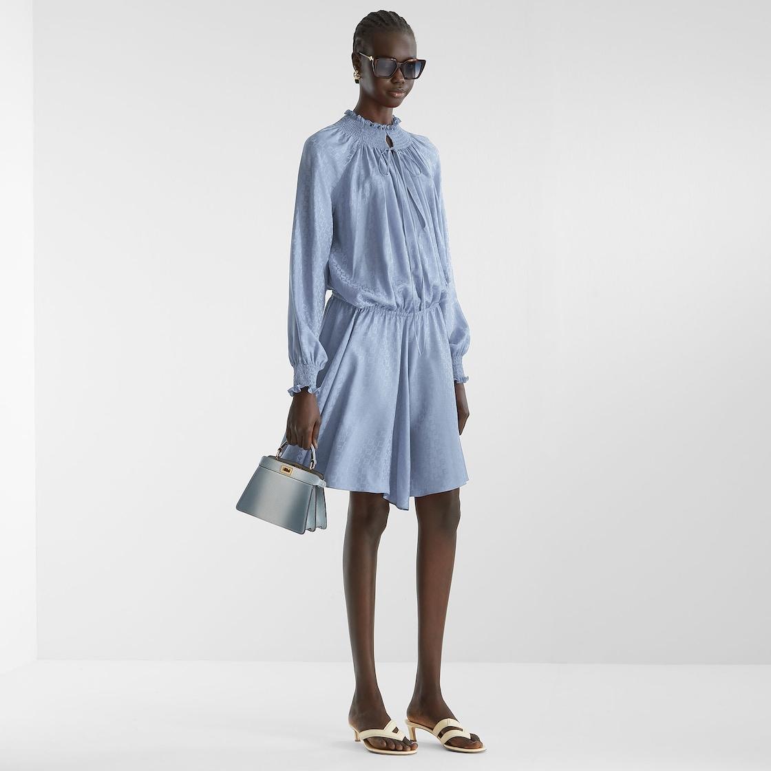 DressBlue silk jacquard dress Product Image