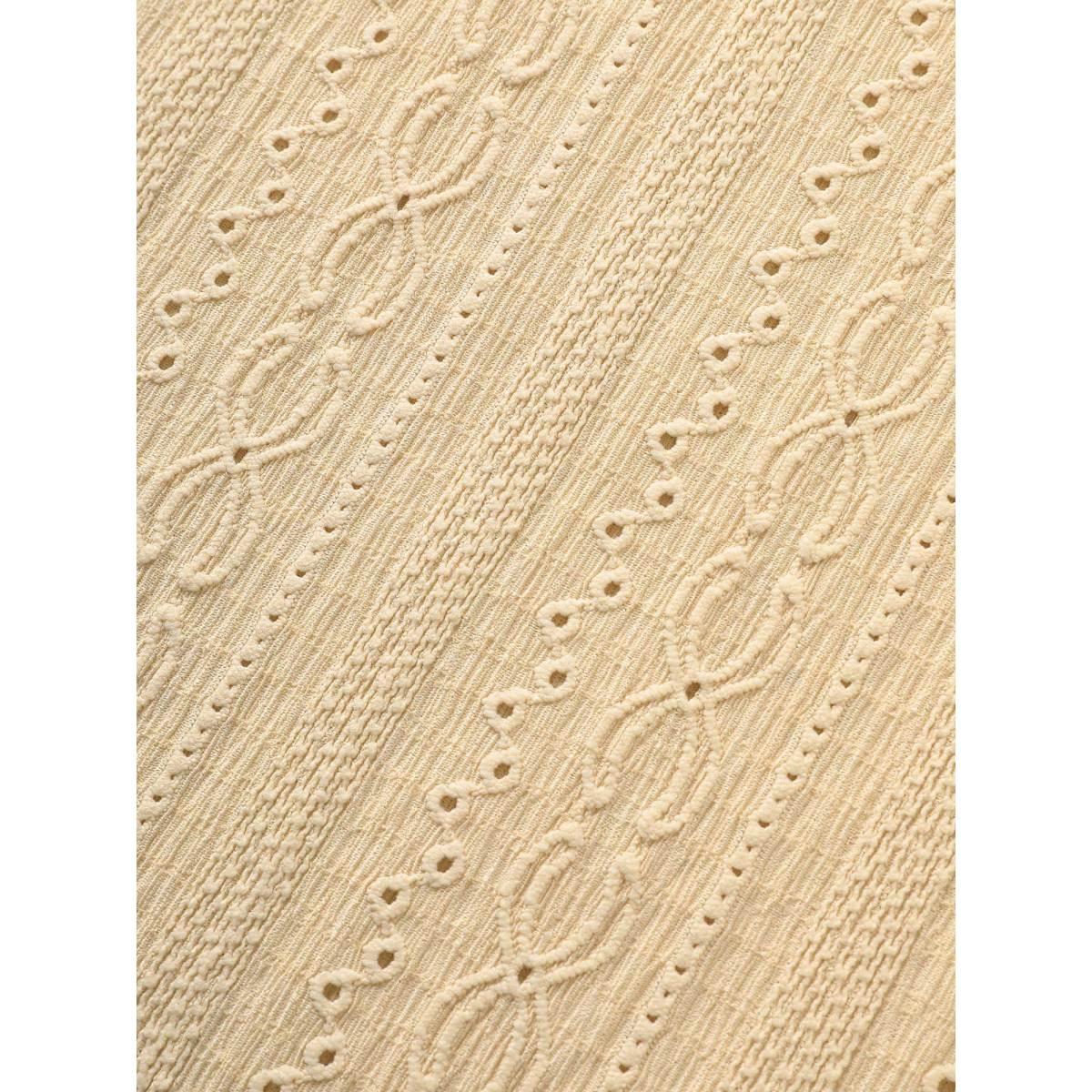 Plus Size Plain Textured Crew Neck T-shirt Yellow Women Casual Texture Round Neck Everyday T-shirts BloomChic 28/5X Product Image