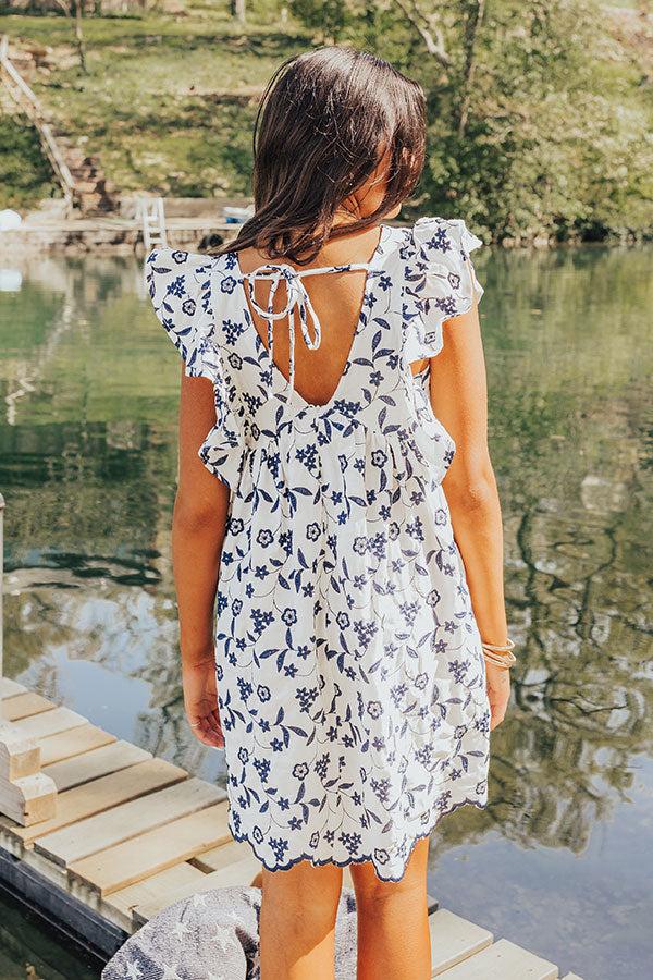 Ready For Vacay Embroidered Babydoll Dress in Navy Product Image