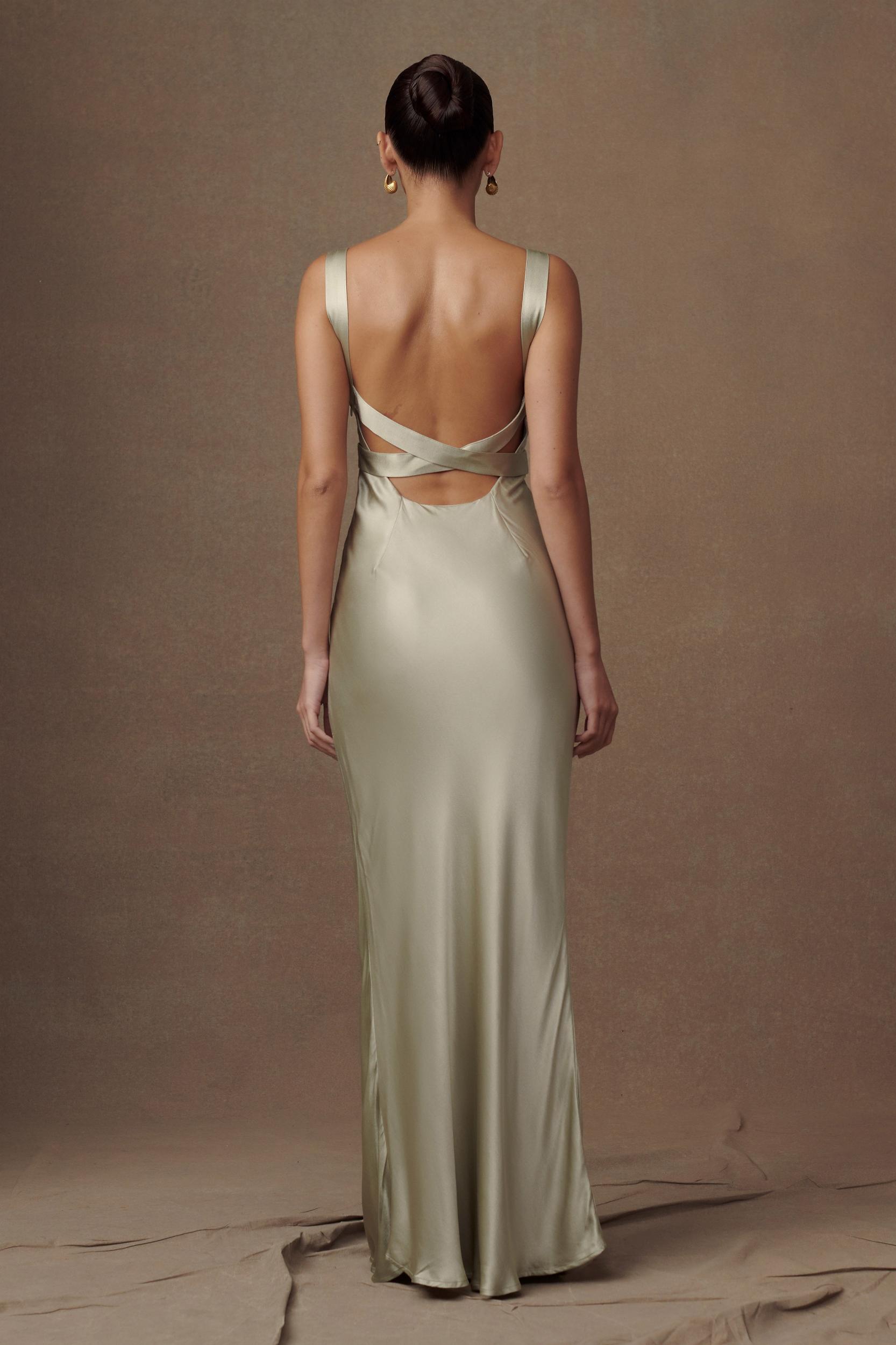 Ensley Satin Maxi Dress - Sage Product Image