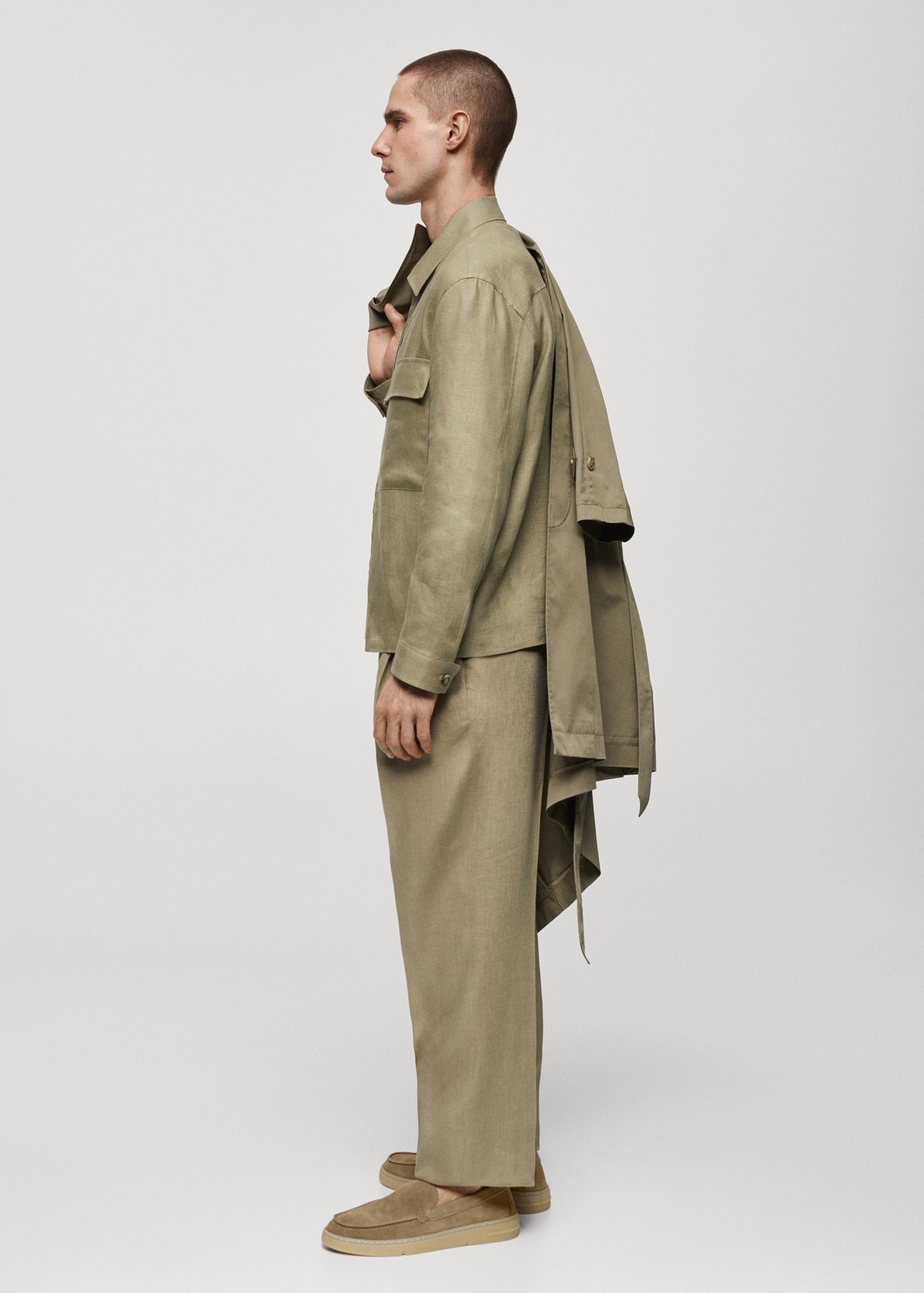 100% linen regular-fit trousers - Men | MANGO USA Product Image