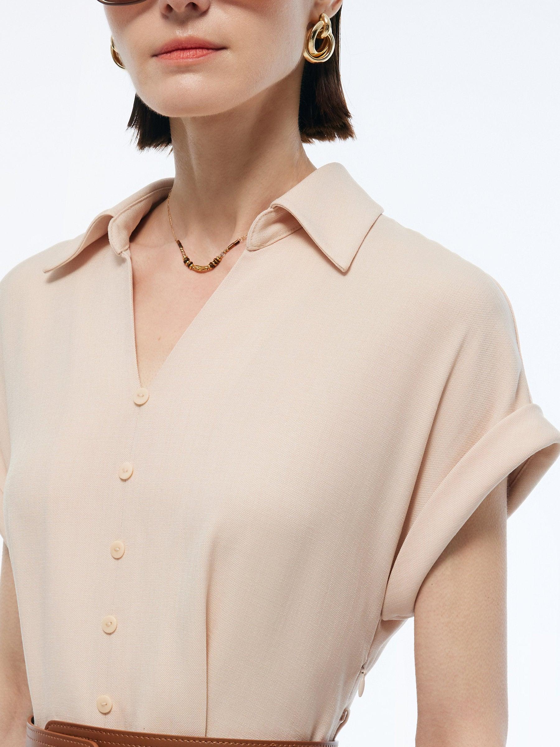 100% Acetate V-Neck Women Maxi Dress With Belt Product Image