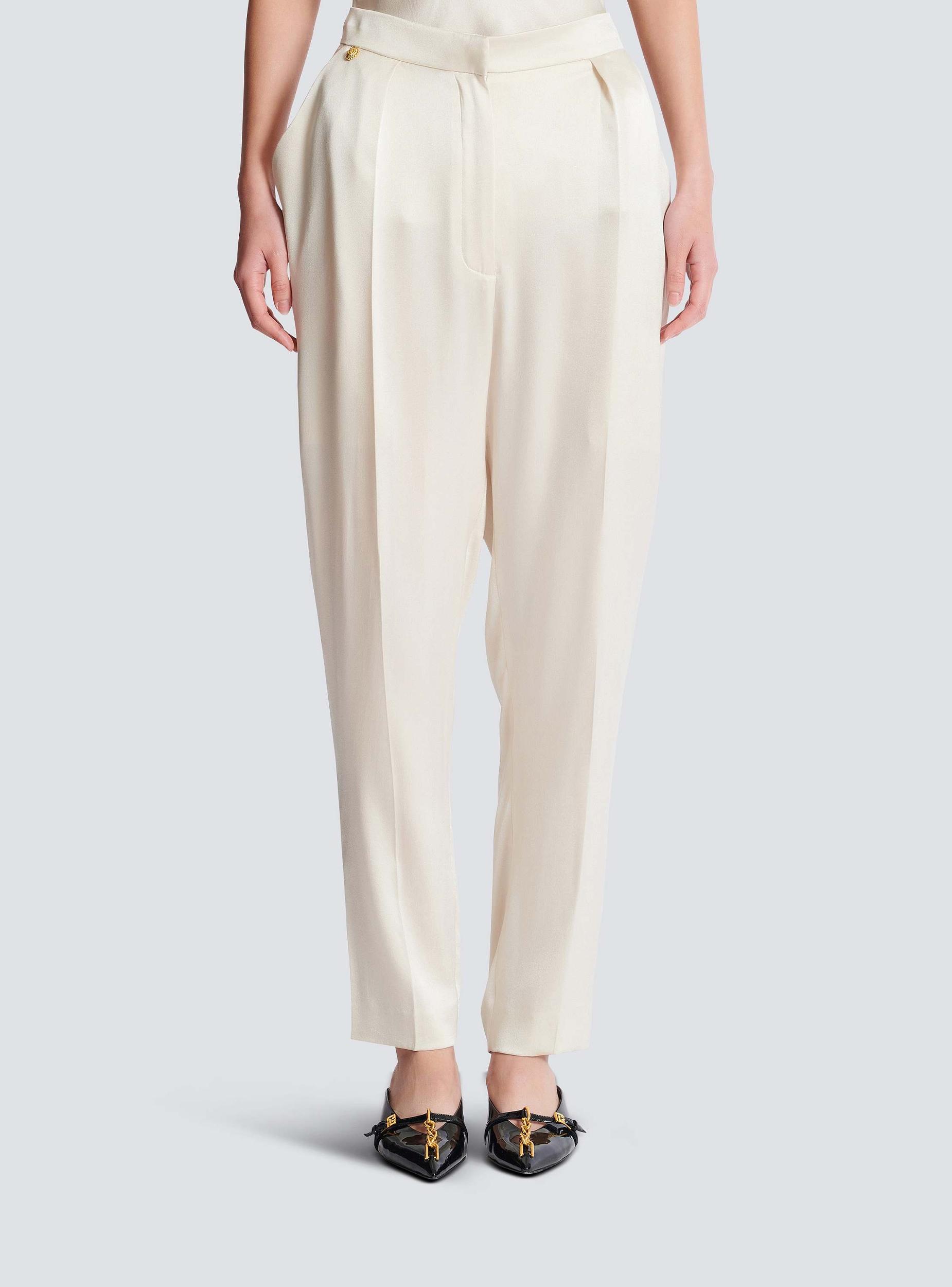 High-waisted silk trousers Product Image